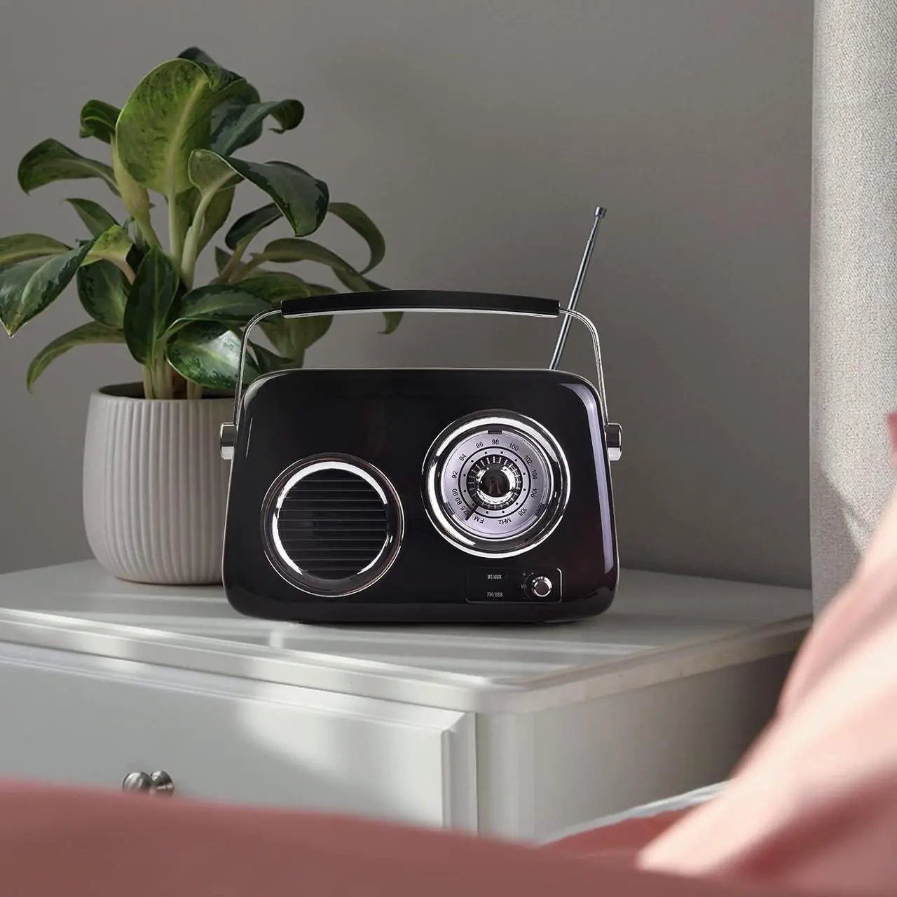 Alt view image 3 of 7 - Portable FM Shortwave Radio,Vintage Bluetooth Speaker with Radio FM.Retro Bluetooth Speaker with 1500mAh Large Capacity Battery,Enhanced Bass,Support AUX TF Card USB Disk MP3 Player (Black)