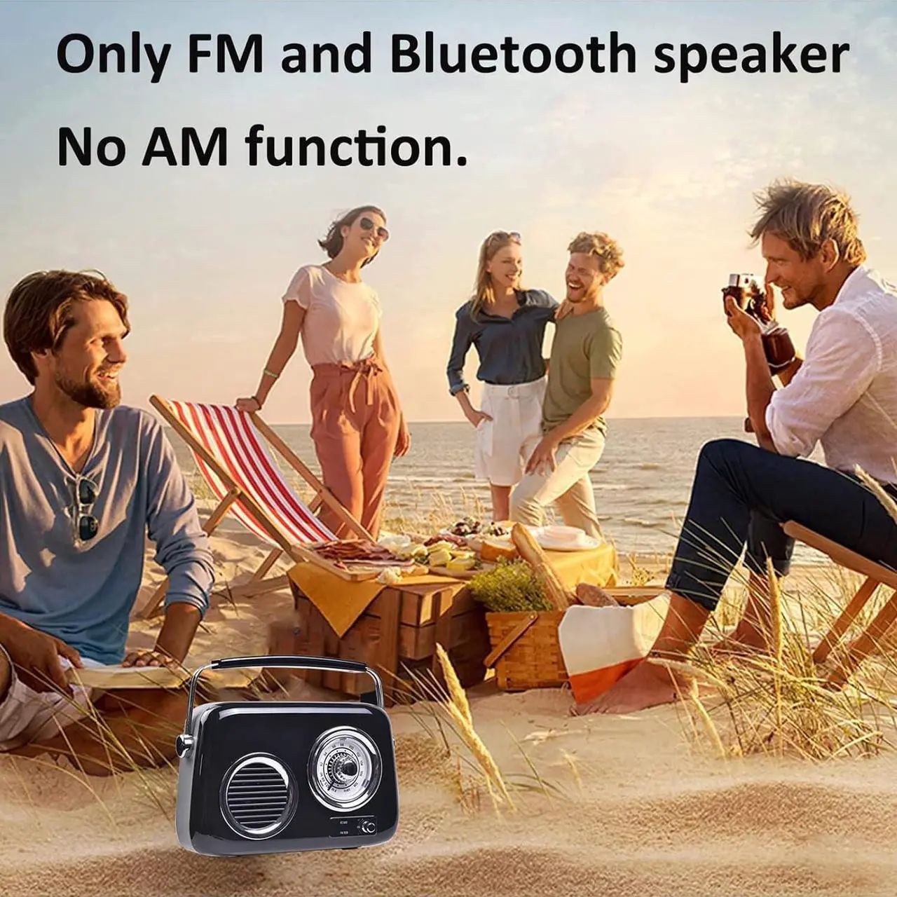 Alt view image 5 of 7 - Portable FM Shortwave Radio,Vintage Bluetooth Speaker with Radio FM.Retro Bluetooth Speaker with 1500mAh Large Capacity Battery,Enhanced Bass,Support AUX TF Card USB Disk MP3 Player (Black)