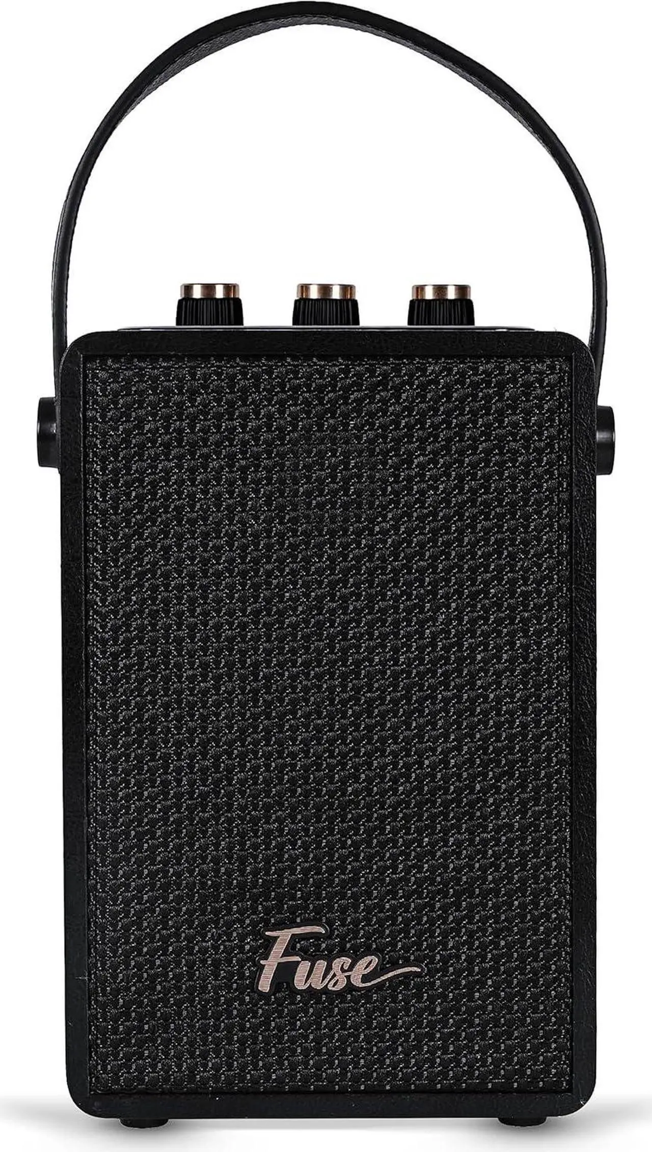 Alt view image 4 of 7 - Fuse Andle Vintage Retro Bluetooth Speaker with Vegan Leather Handle | Portable Speaker with Smartphone Connection | USB & AUX Input | Stylish Black Wood Exterior