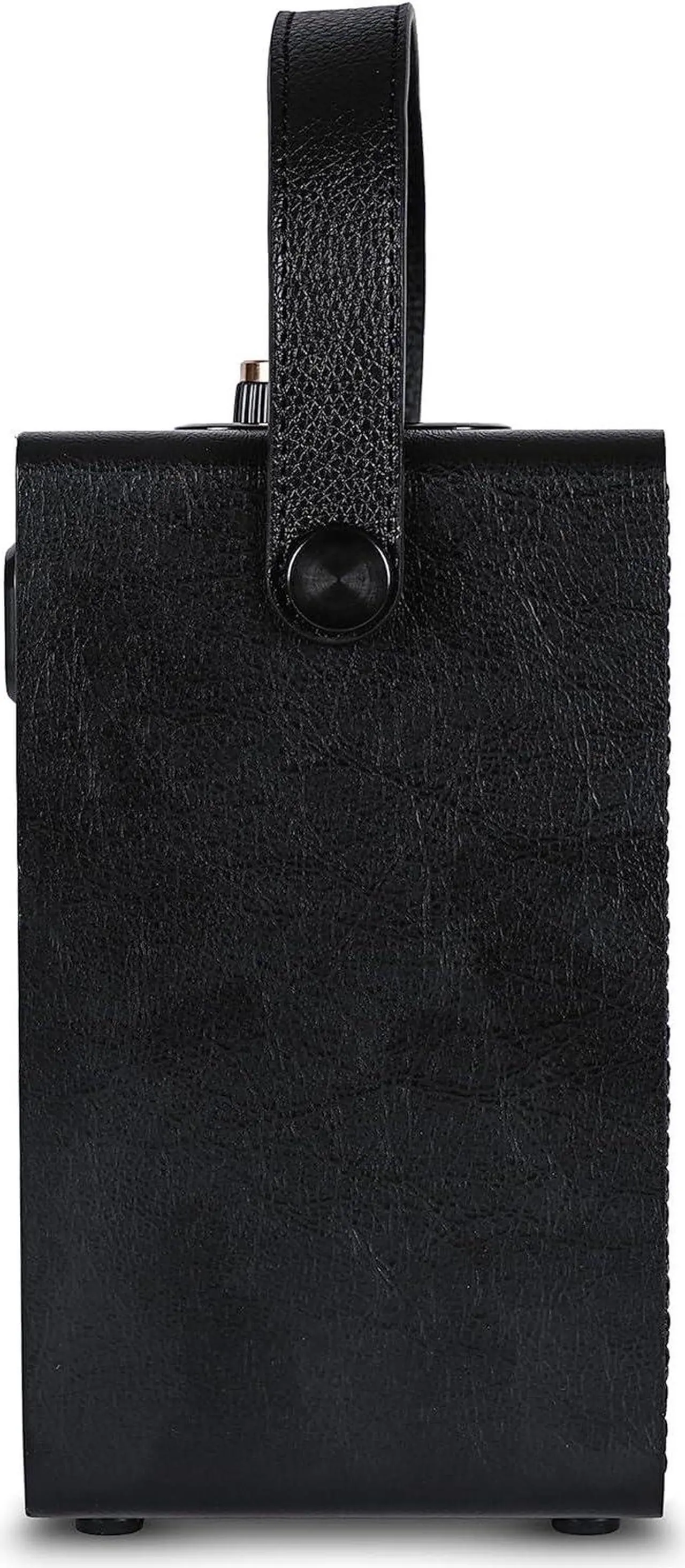 Alt view image 5 of 7 - Fuse Andle Vintage Retro Bluetooth Speaker with Vegan Leather Handle | Portable Speaker with Smartphone Connection | USB & AUX Input | Stylish Black Wood Exterior