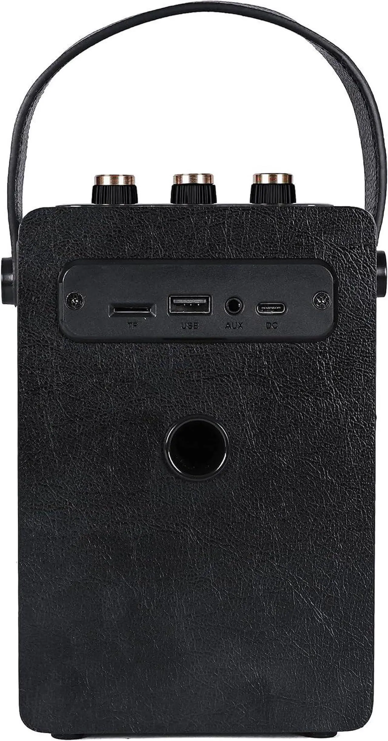 Alt view image 6 of 7 - Fuse Andle Vintage Retro Bluetooth Speaker with Vegan Leather Handle | Portable Speaker with Smartphone Connection | USB & AUX Input | Stylish Black Wood Exterior