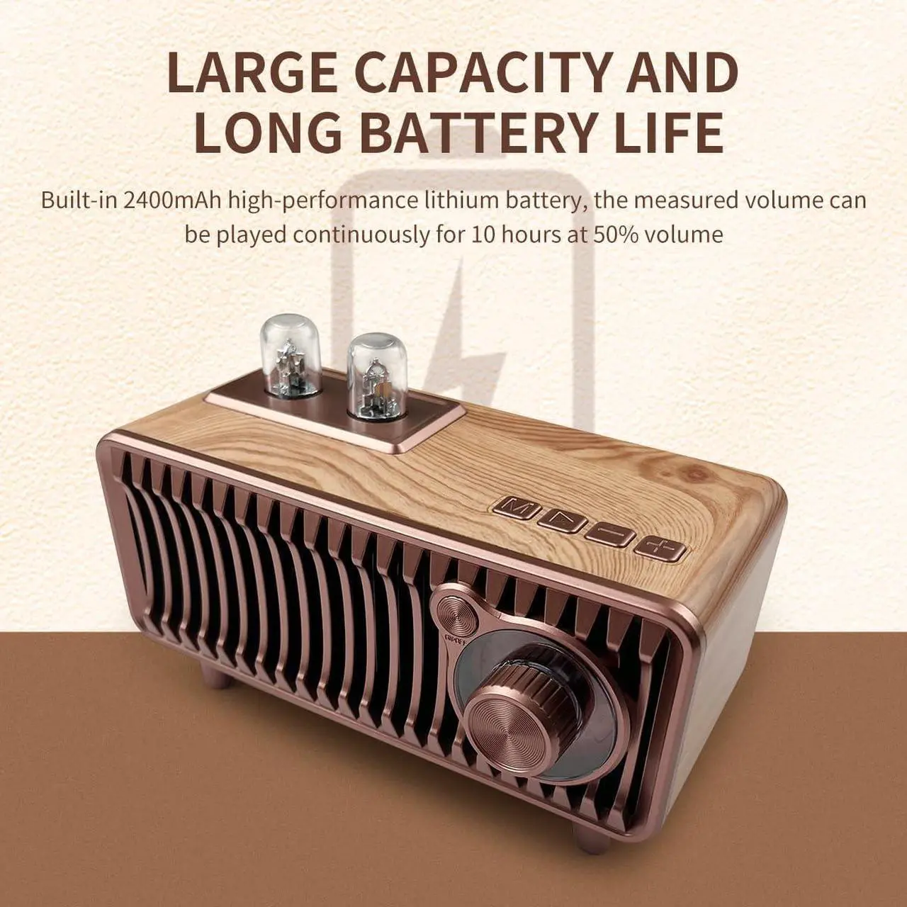 Alt view image 7 of 7 - Retro Bluetooth Speaker, Vintage Radio Natural Wood Rotary FM Radio 20W Dual Speakers Stereo,with U Disk/TF Card/Aux Music Player Function,Portable Wireless Speakers for Home, Office Decor