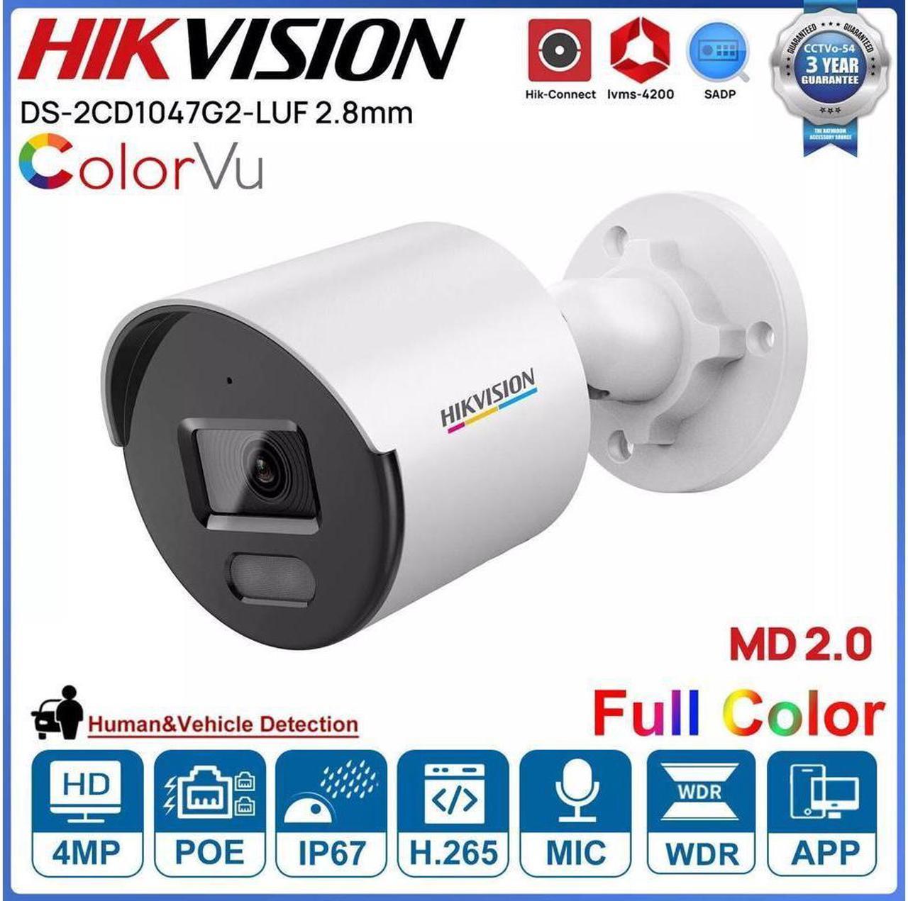 MECARE DS-2CD1047G2-LUF 4MP POE ColorVu Built-in Mic Fixed Bullet IP Camera