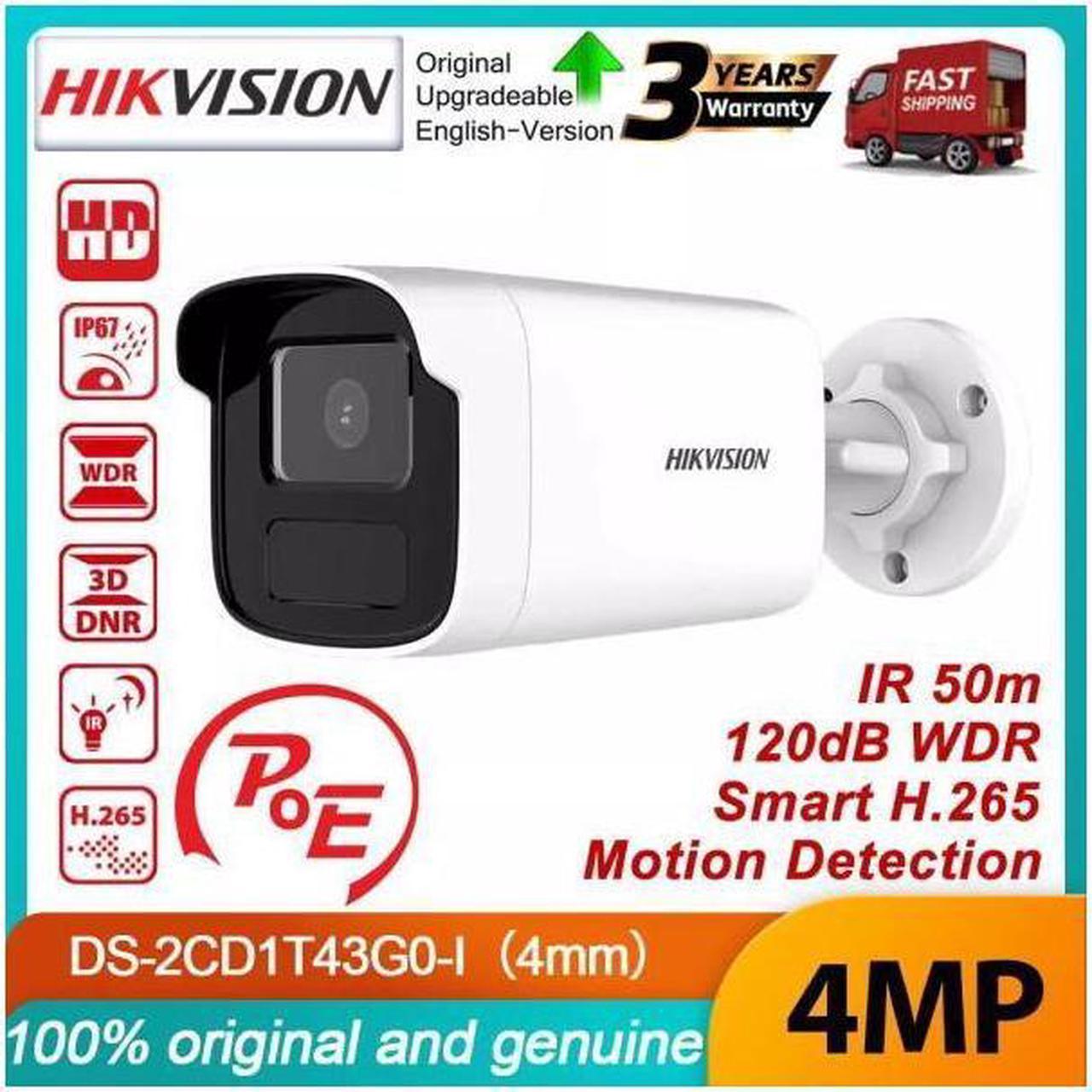 MECARE 4MP POE WDR IR Bullet IP Security Camera DS-2CD1T43G0-I 4mm