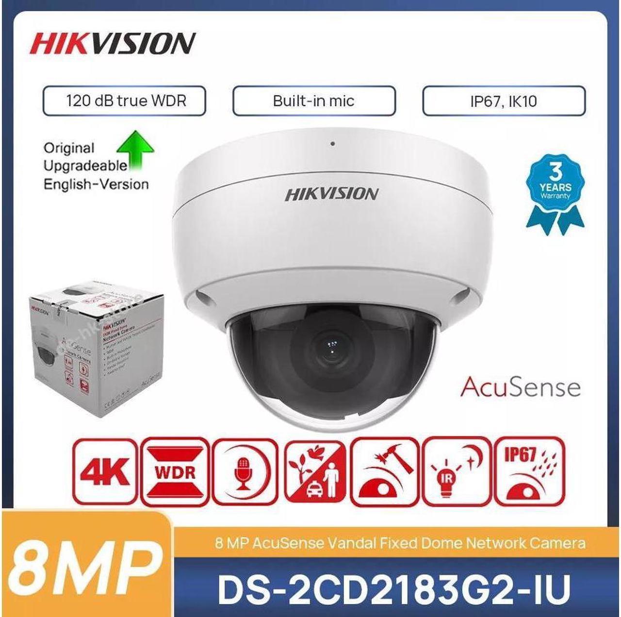 MECARE 4K DS-2CD2183G2-IU 8MP IR AcuSense Dome POE IP Camera Built-in Mic US