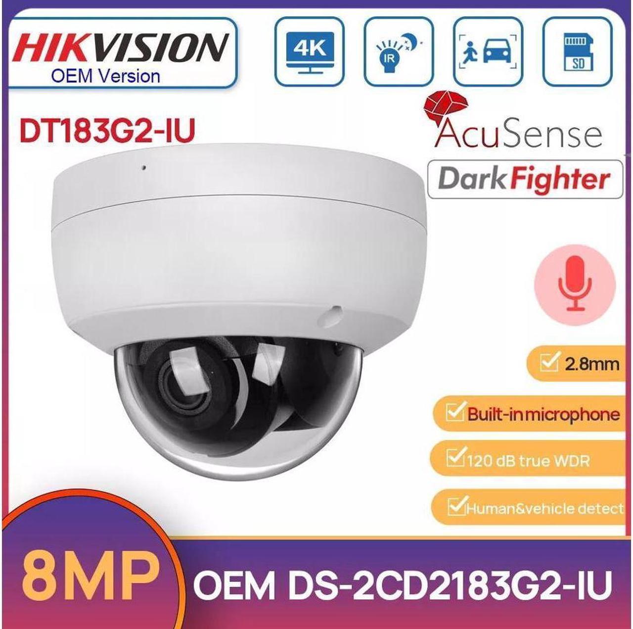 MECARE 4K 8MP Dome IP Camera Mic AcuSense IR30M IP67 IK10 WDR DS-2CD2183G2-IU 4mm Lens