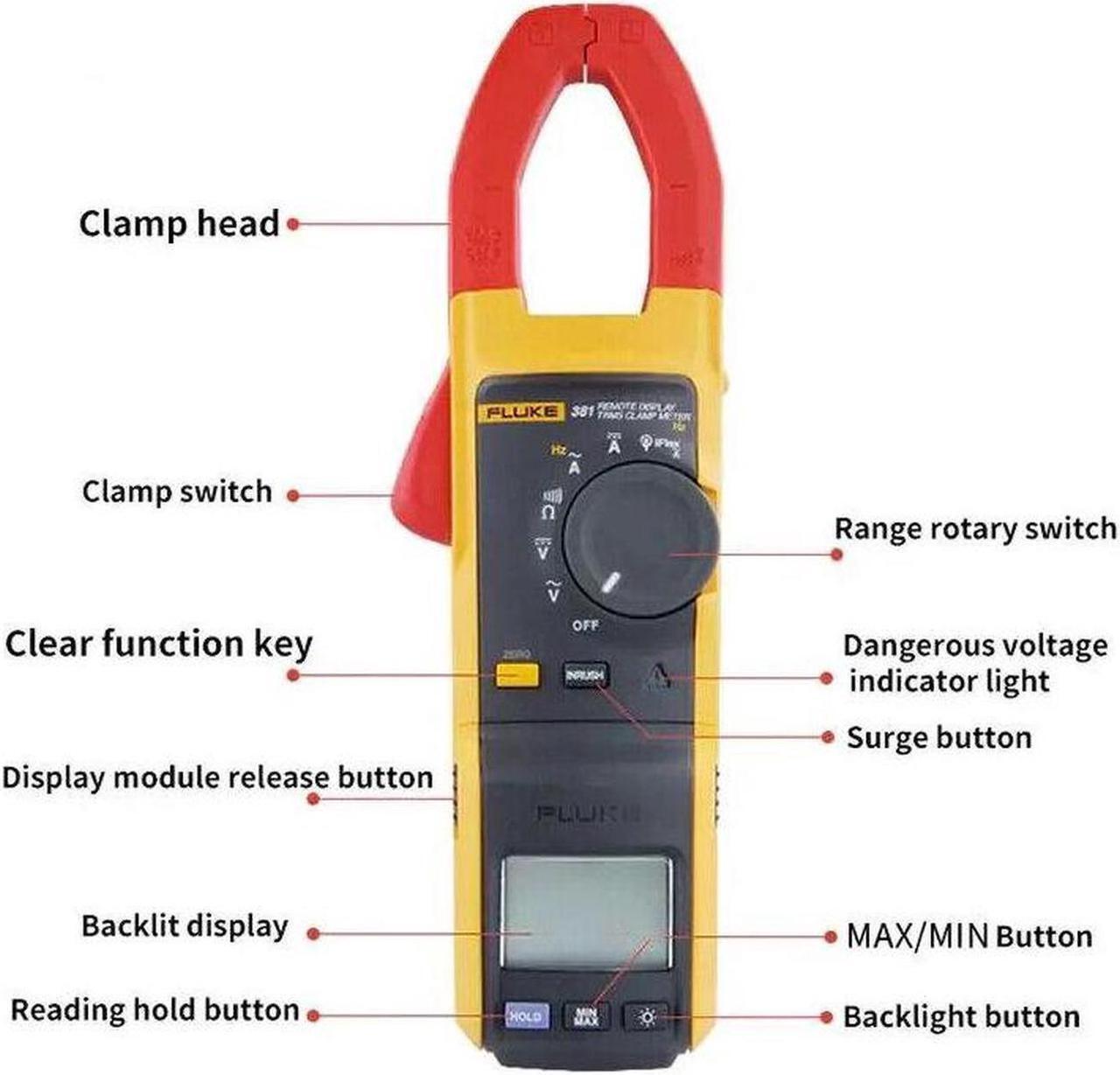 Alt view image 5 of 7 - Fluke 381 Remote Display True RMS Digital Clamp Meter AC/DC Electrician Tool