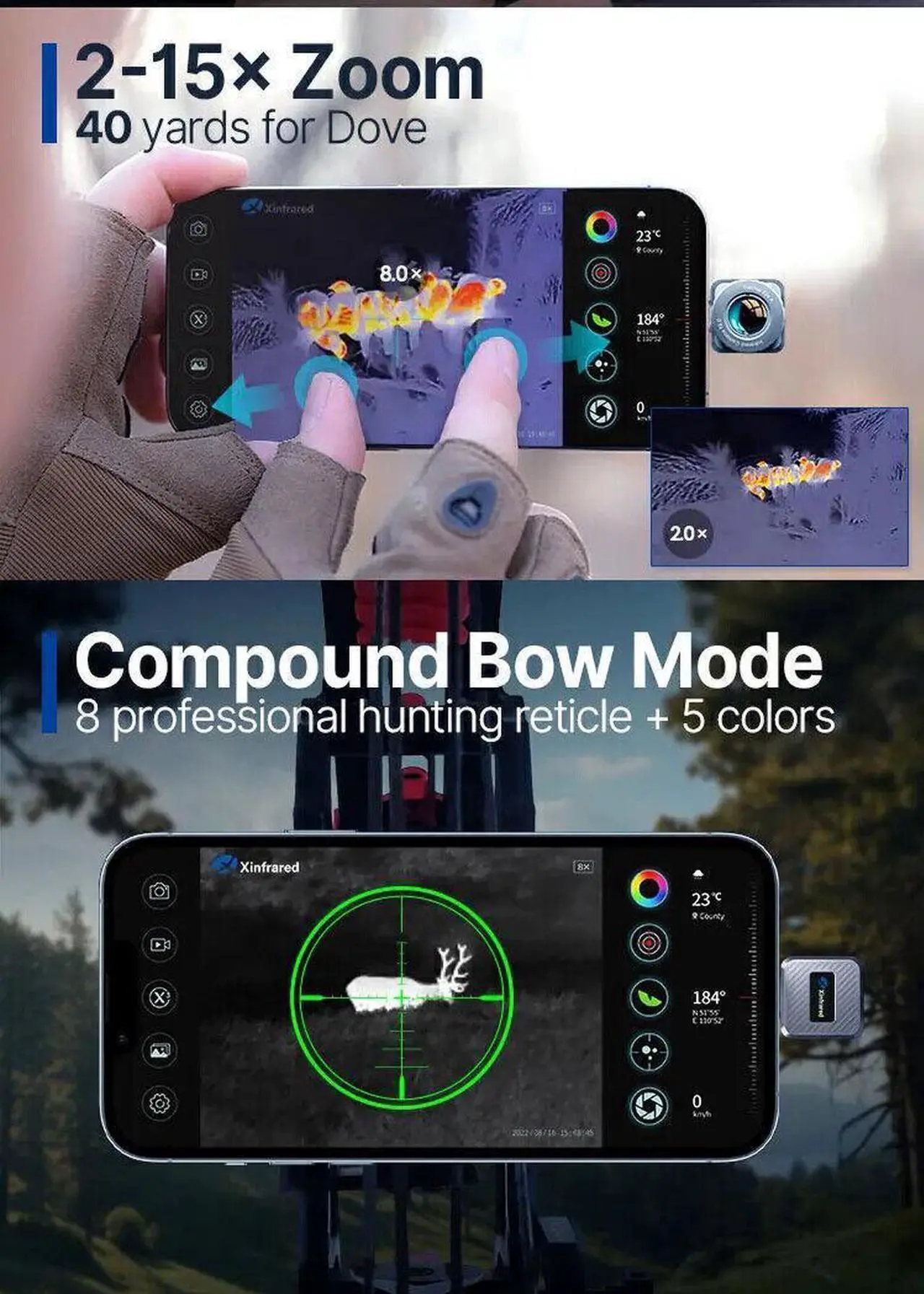 Alt view image 4 of 7 - InfiRay X2 Thermal Night Vision Imaging Scope Cam for Hunting Insulation Android Type-C