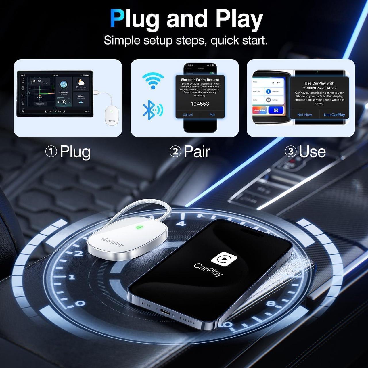 Alt view image 4 of 7 - Wireless CarPlay Adapter 2025 Upgraded, Converts Factory Wired CarPlay to Wireless, Plug and Play, Bluetooth Car Play Dongle Compatible with iPhone Multi-User Seamless Connection
