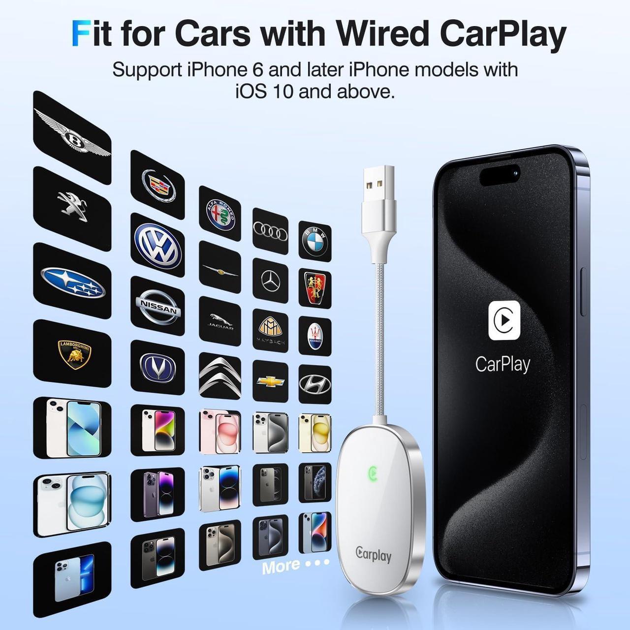 Alt view image 6 of 7 - Wireless CarPlay Adapter 2025 Upgraded, Converts Factory Wired CarPlay to Wireless, Plug and Play, Bluetooth Car Play Dongle Compatible with iPhone Multi-User Seamless Connection