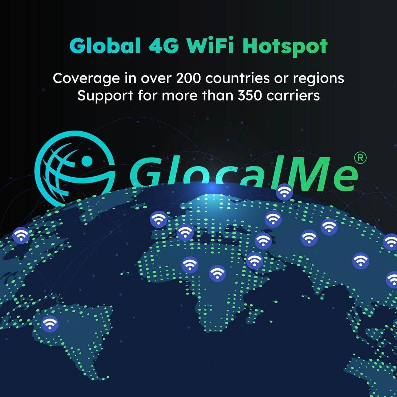 Alt view image 6 of 7 - GlocalMe DuoTurbo 4G LTE Portable WiFi Hotspot for Travel in 200+ Countries, SIMFREE and No Contract, Mobile Hotspot Device with Global 1GB Data, Support 10 Devices Connected (White)