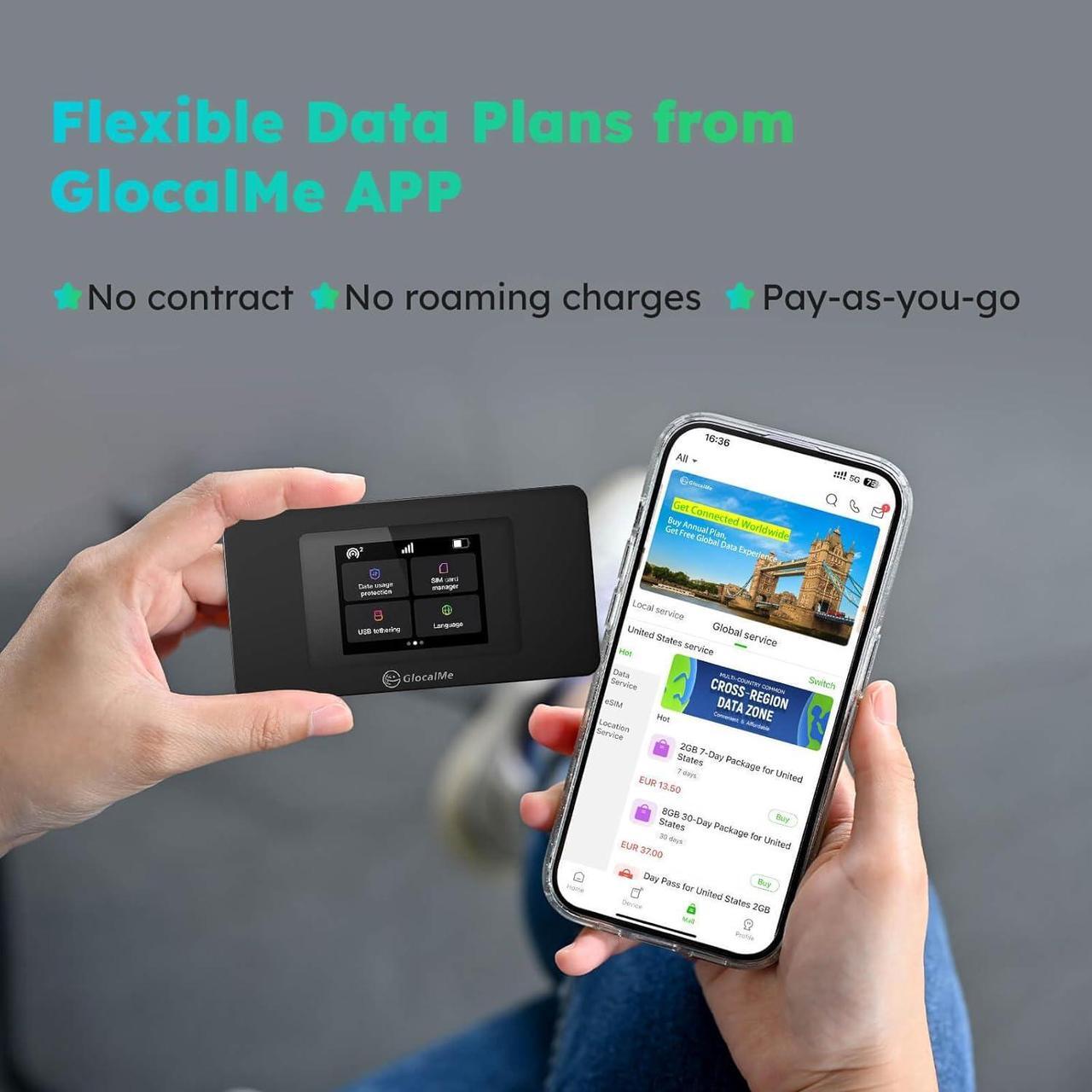 Alt view image 5 of 7 - GlocalMe DuoTurbo 4G LTE Portable WiFi Hotspot for Travel in 200+ Countries, SIMFREE and No Contract, Mobile Hotspot Device with Global 1GB Data, Support 10 Devices Connected (White)