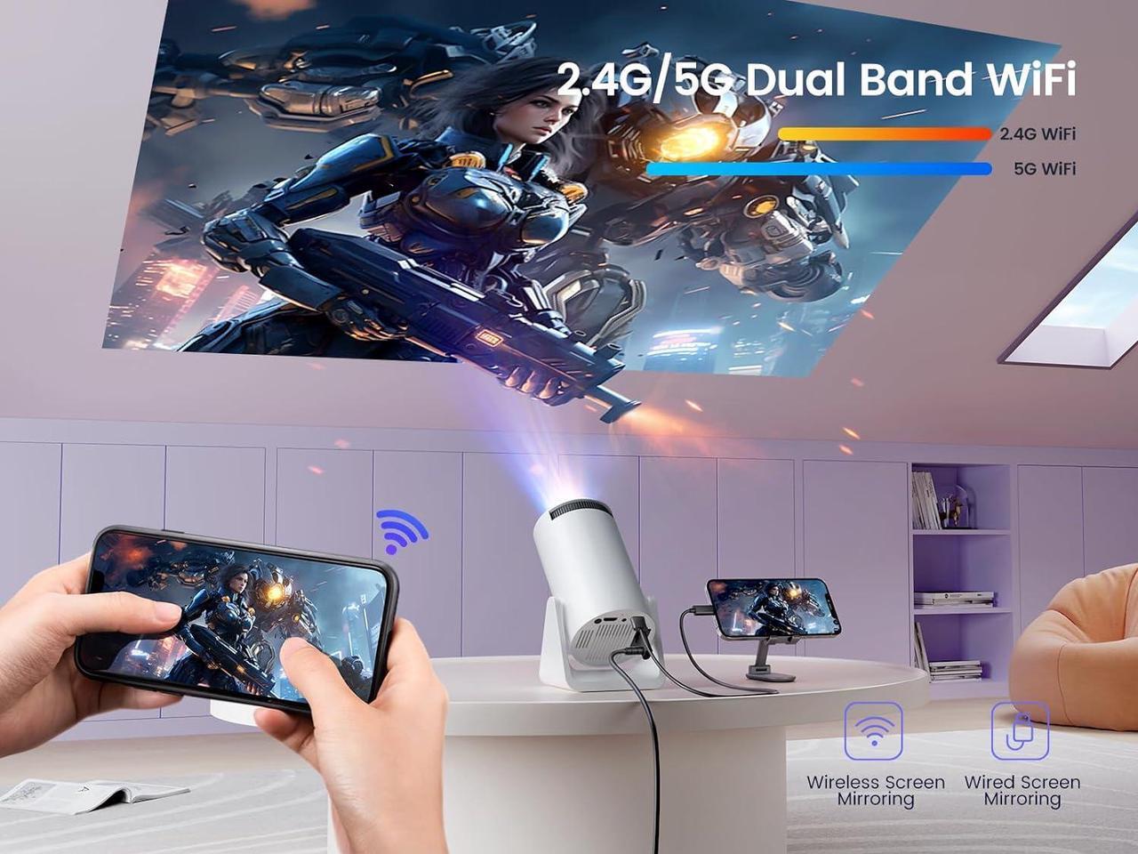 Alt view image 5 of 7 - [Short Throw/Adjustable Stand]Mini projector with WiFi and Bluetooth, 2025 Upgrade Outdoor Portable Movie Projector 1080P, Auto Keystone, Home Projector for Phone/TV Stick/Laptop, WiMiUS S27 (White)