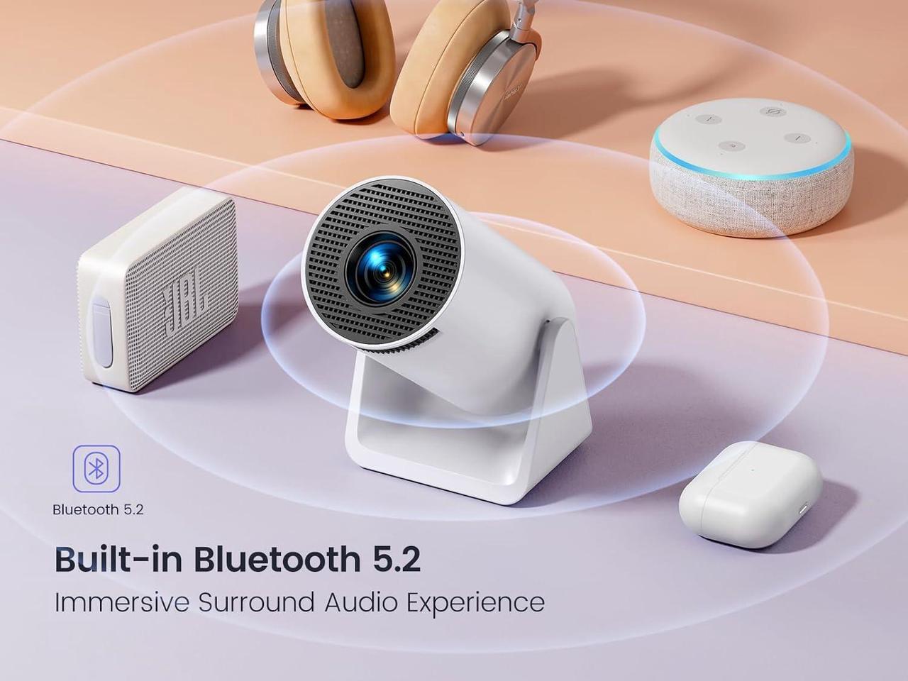 Alt view image 7 of 7 - [Short Throw/Adjustable Stand]Mini projector with WiFi and Bluetooth, 2025 Upgrade Outdoor Portable Movie Projector 1080P, Auto Keystone, Home Projector for Phone/TV Stick/Laptop, WiMiUS S27 (White)