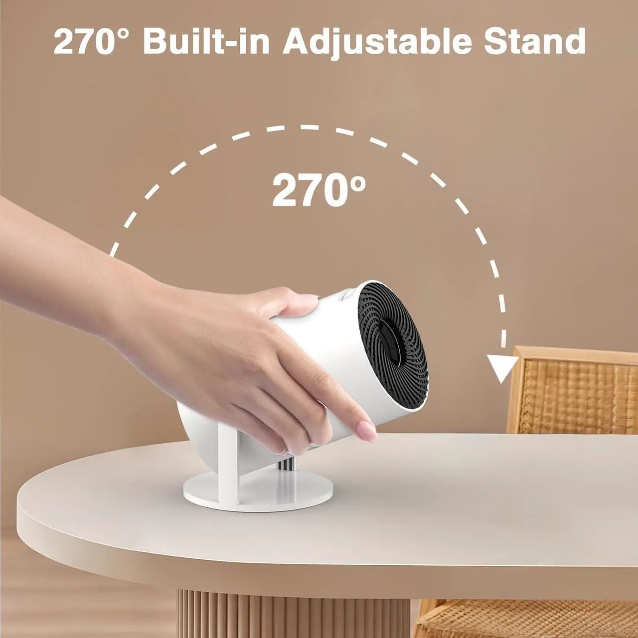 Alt view image 2 of 7 - [Built-in -Apps] PANSEBA 270°Adjustable Smart Mini Projector with WiFi 6 and Bluetooth, Auto Keystone Outdoor Movie Projector, Big Screen Home Portable Projector for Phone/TV Stick/Laptop/HDMI