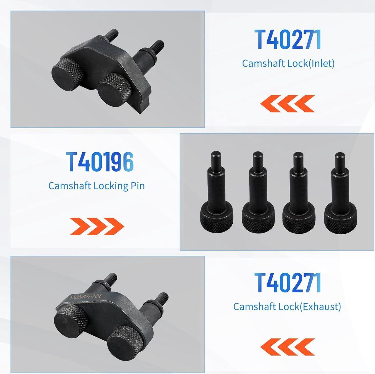 Alt view image 4 of 7 - Timing Tool Kit for VW Audi TSI TFSI EA888 1.8L 2.0L Engine, with Additional T40191 Engine Camshaft Sliding Pieces Sp Tool, T10355 Crankshaft Pulley Holding Wrench T40098 T40267 T40271