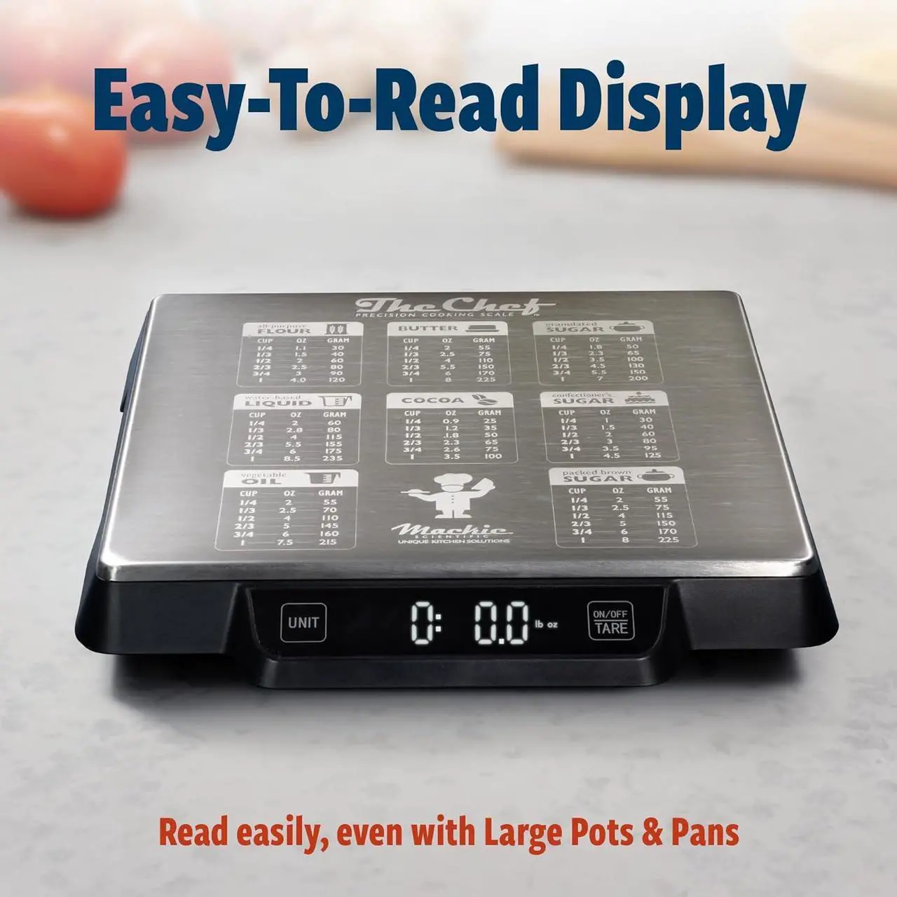Alt view image 3 of 4 - Heavy Duty Digital Kitchen/Food Scale  33lb Capacity, 1g Accuracy, Perfect for Baking, Cooking & Meal Prep! Easy-to-Read with Large Containers. Bonus: Built in Baking Conversions! Restaurant Grade!