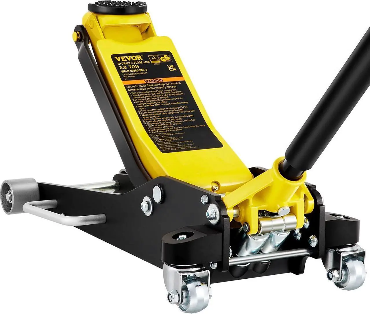 Main image of 3 Ton Low Profile , Aluminum and Steel Racing Floor Jack with Dual Pistons Quick Lift Pump for Sport Utility Vehicle, Lifting Range 3-6/11"-19-11/16", yellow,black