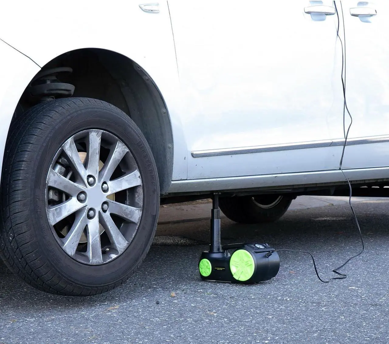 Alt view image 7 of 7 - Upgraded Electric Car Jack Kit 5 Ton Floor Jack Hydraulic with Tire Inflator Lifting Range: 5.9-20.90 inch,Car Lift for Vehicle Roadside Emergency Tire Repair Kit (Jack Only, Green)