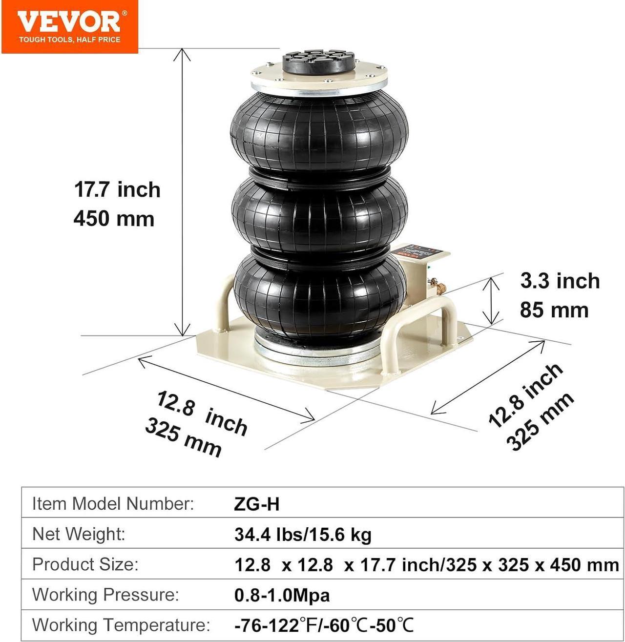 Alt view image 7 of 7 - Air Jack, 3 Ton/6600 lbs Triple Bag Air Jack, Airbag Jack with Six Steel Pipes, Lift up to 17.7 inch/450 mm, 3-5 s Fast Lifting Pneumatic Jack, with Side Handles for Car, Garage, Repair (Beige)