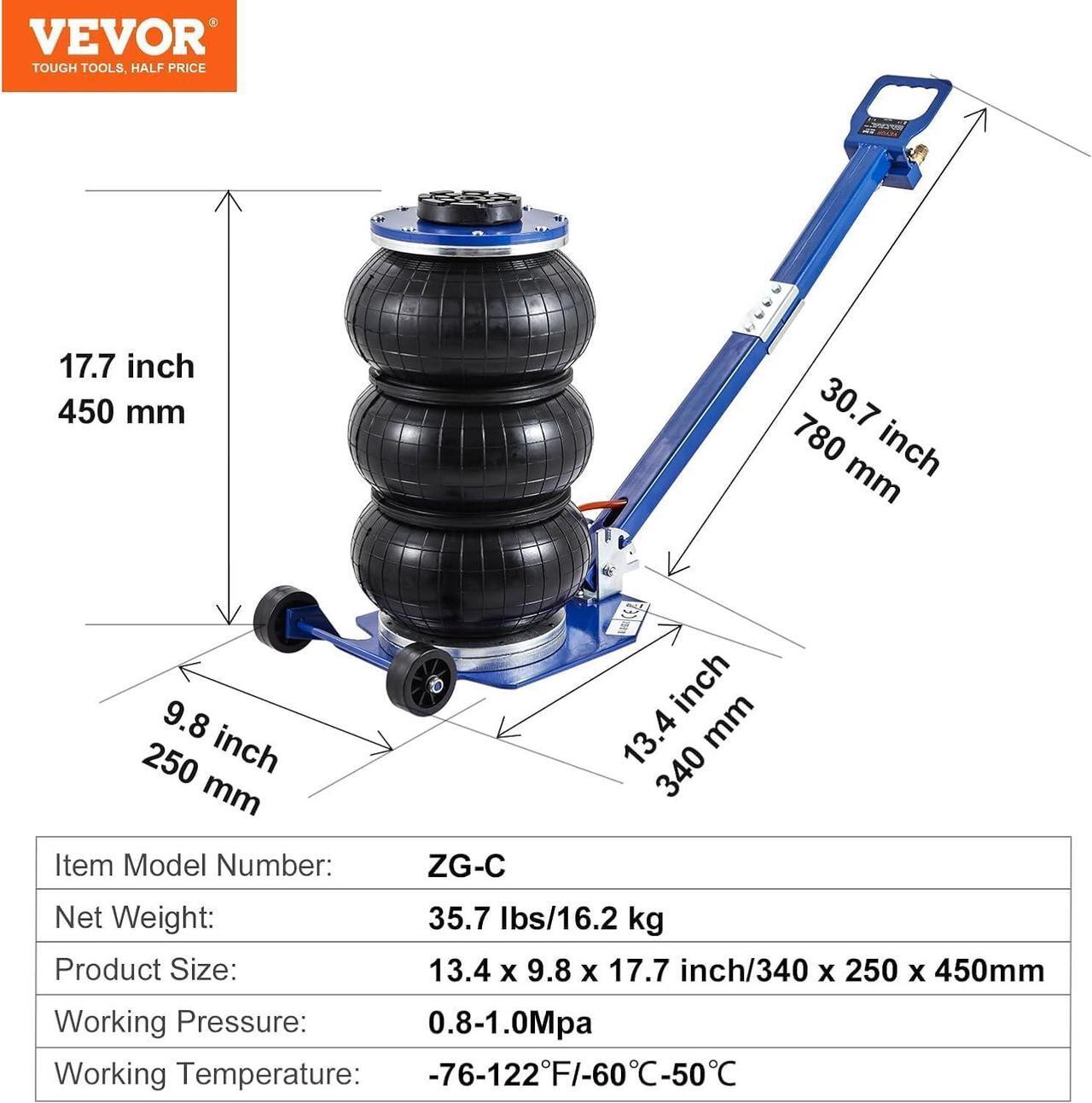 Alt view image 7 of 7 - Air Jack, 3 Ton/6600 lbs Triple Bag Air Jack, Airbag Jack with Six Steel Pipes, Lift up to 17.7", 3-5 s Fast Lifting Pneumatic Jack, with Adjustable Long Handles for Cars