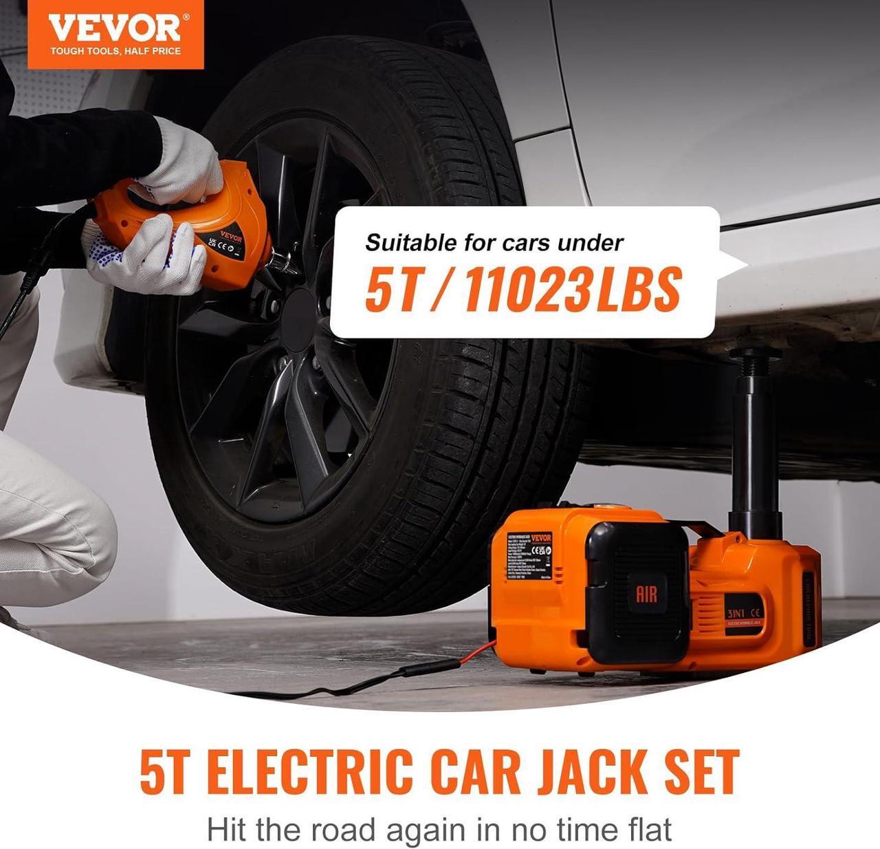 Alt view image 2 of 7 - Electric Car Jack, 5 Ton/11023 LBS Hydraulic Jack Lift with Electric Impact Wrench, Built-in Inflatable Pump, and LED Light for SUV MPV Sedan Truck Change Tires Garage Repair