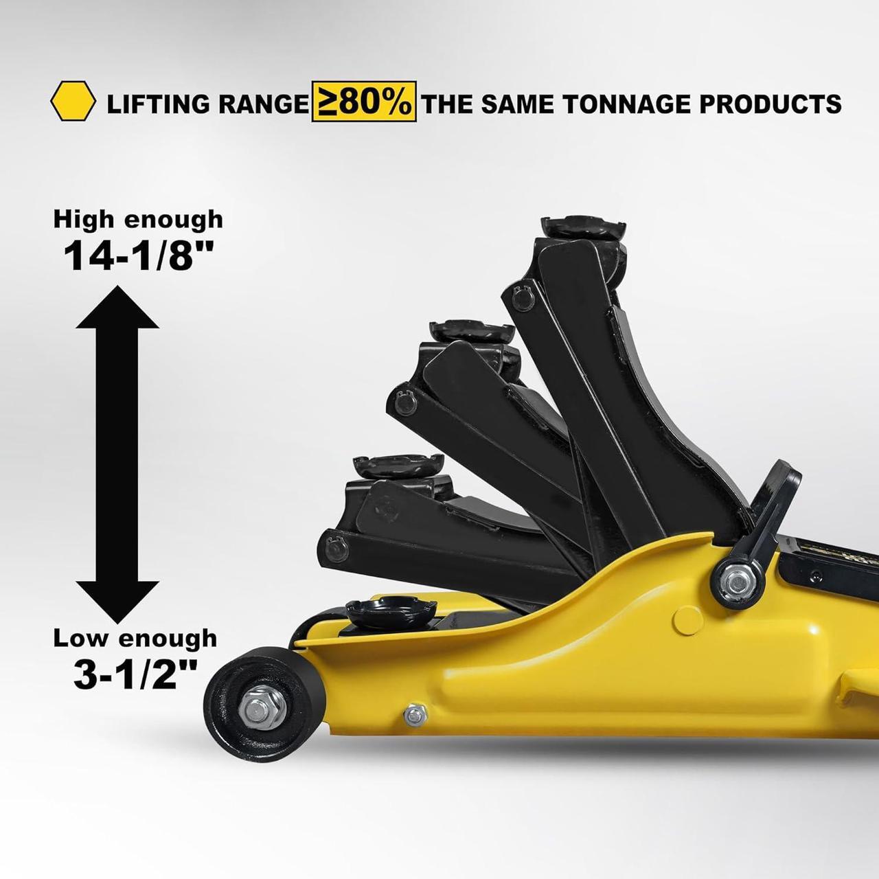 Alt view image 4 of 7 - 2.5 Ton Trolley Jack with Carrying Case Hydraulic Low Profile Floor Jack for Cars Lift with Single Piston Lift Pump, 5500 lb Capacity