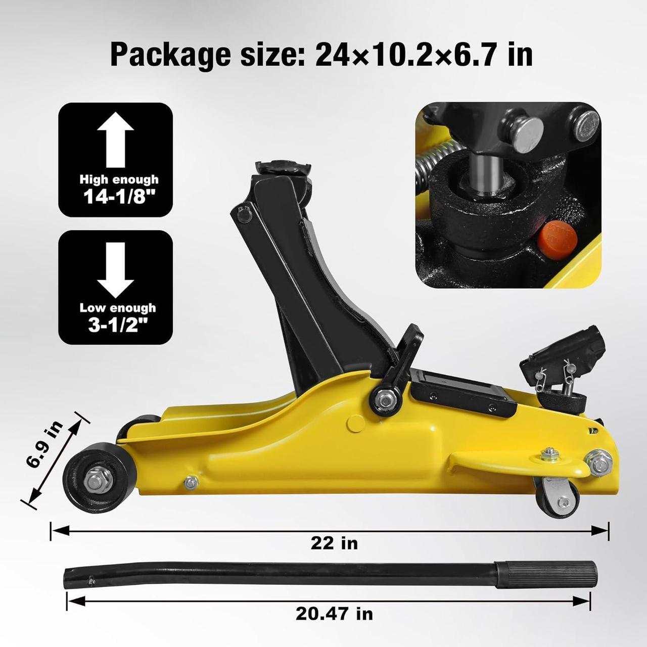 Alt view image 7 of 7 - 2.5 Ton Trolley Jack with Carrying Case Hydraulic Low Profile Floor Jack for Cars Lift with Single Piston Lift Pump, 5500 lb Capacity
