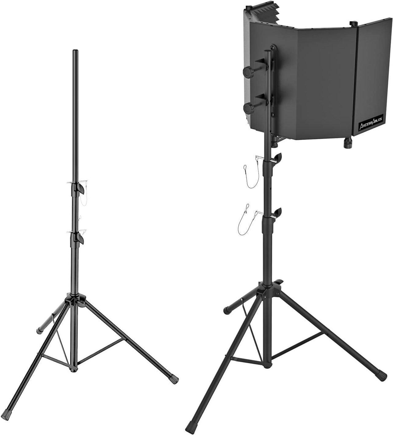 Alt view image 4 of 7 - Large 32x13 Recording Studio Microphone Isolation Shield w/ 3 Tier Tripod Stand and Pop Filter | Portable Sound Isolation Booth | Reflection Filter Shield | Studio Microphone Stand