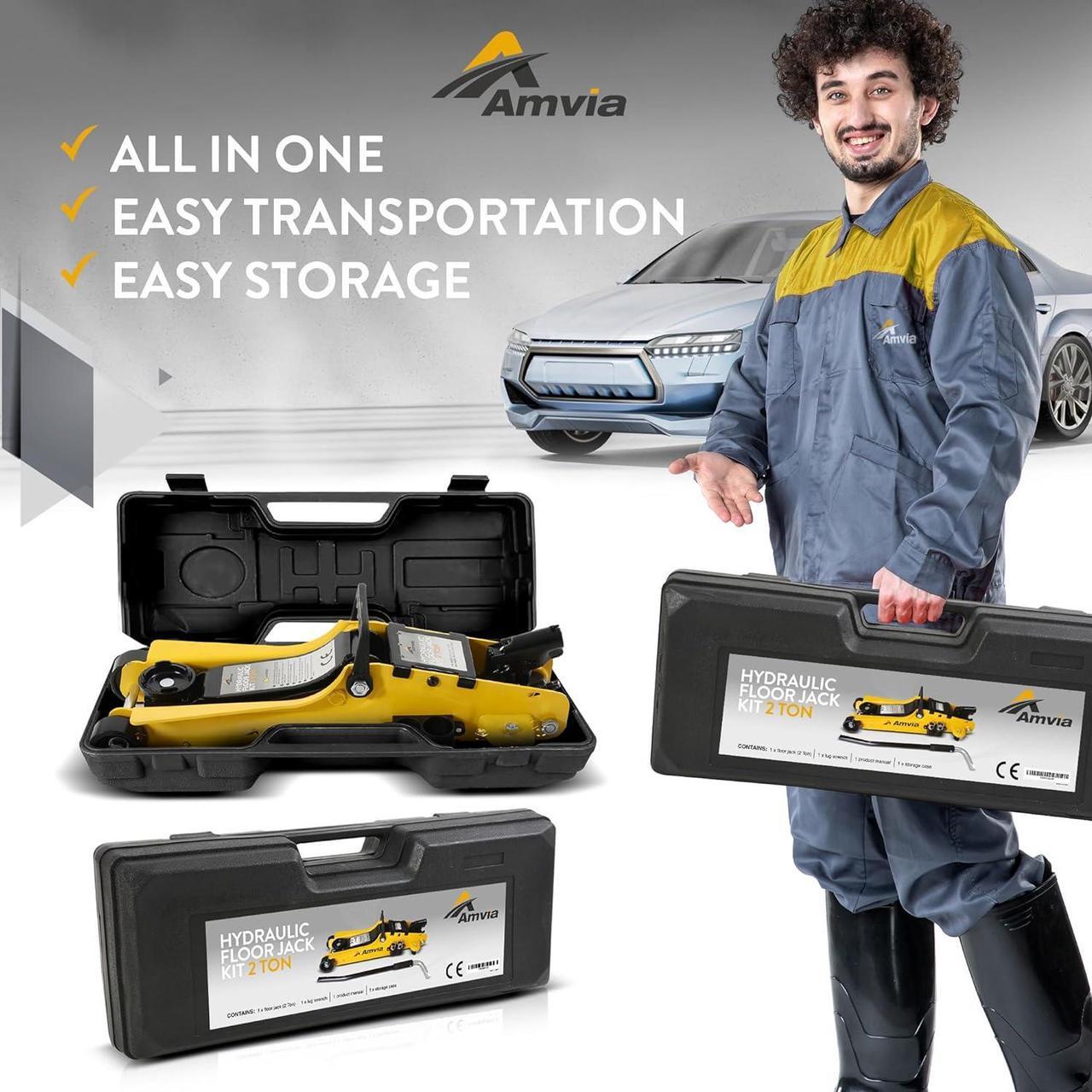 Alt view image 6 of 6 - Jack Kit 2 Ton with Case (4,400 lbs) | Car Jack Kit - Hydraulic Low Profile Jack | Trolley Jack - Tire Jack Tool Kit | Portable, Ideal for SUV and Auto - Universal Car Jack Kit with Lug Wrench