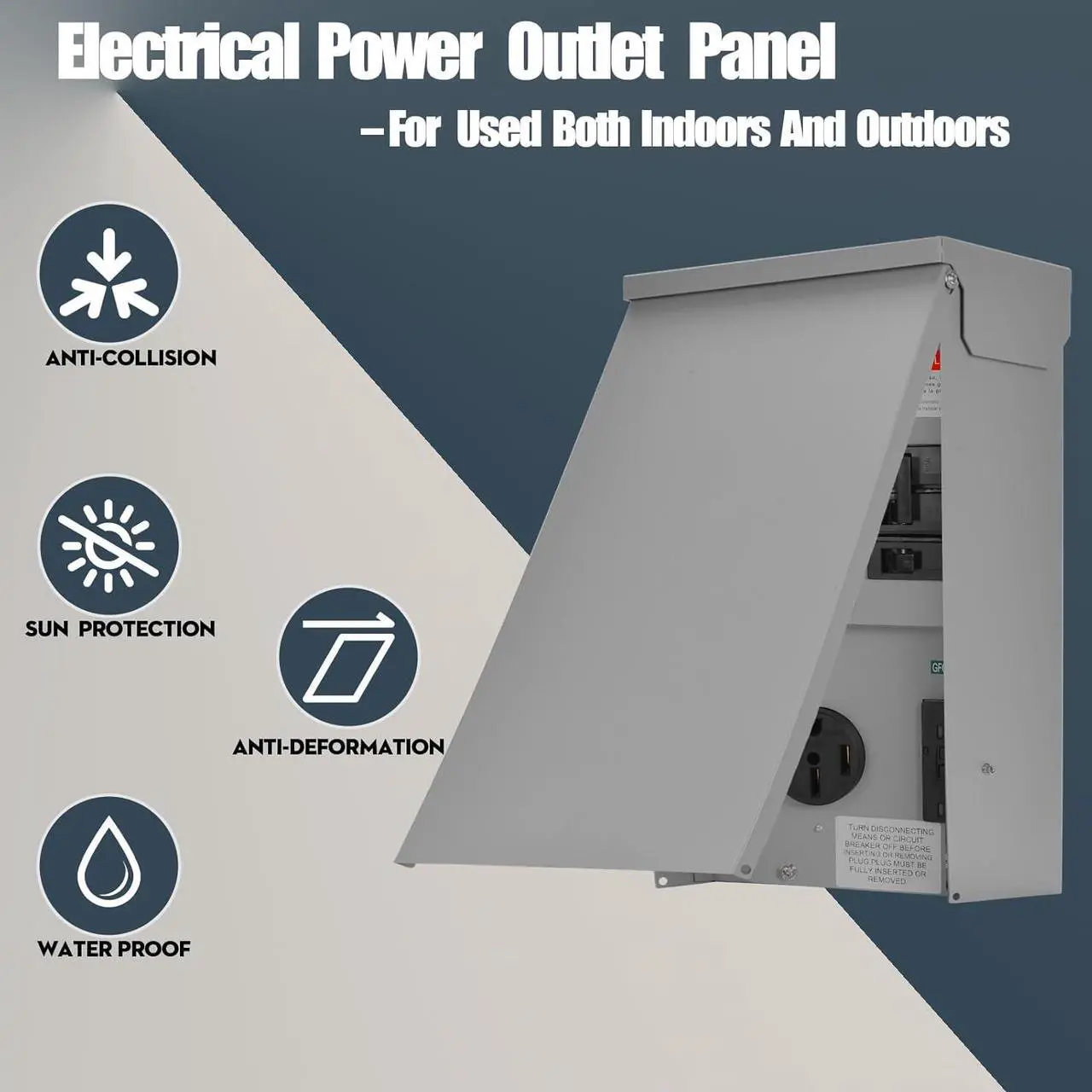 Alt view image 4 of 6 - Electrical Power Outlet Panel Weatherproof RV Receptacle Box with 50 Amp Breaker 20 Amp GFCI Outlet Outdoor Panel for RV Camper Car Travel Generator Motorhome