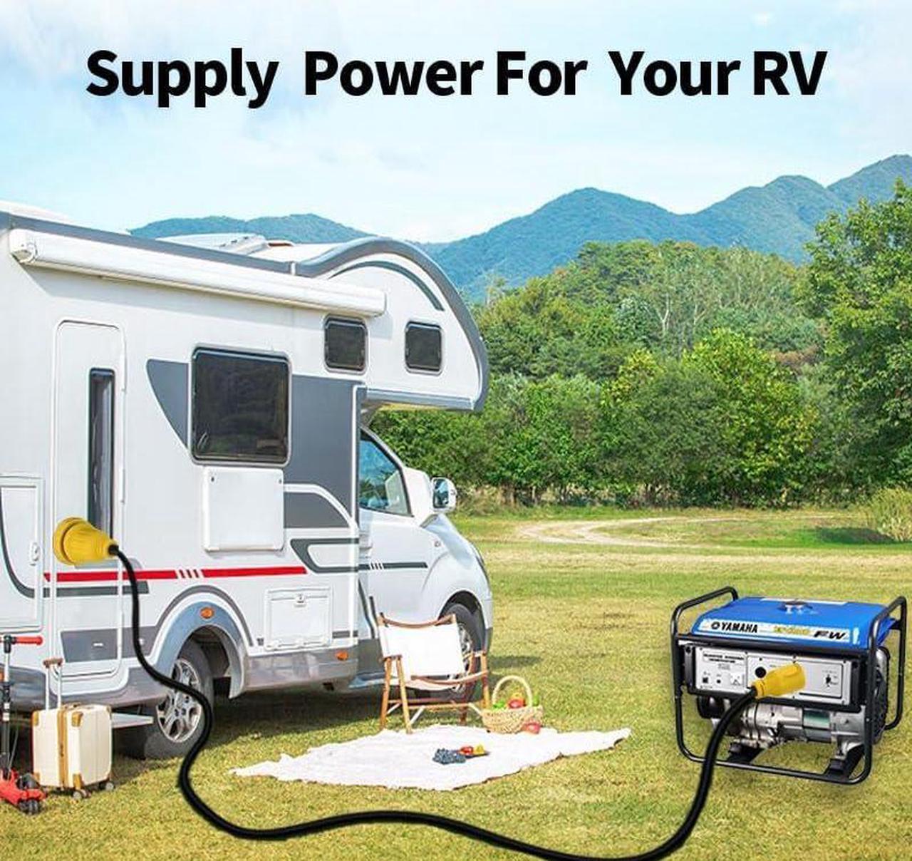 Alt view image 7 of 7 - 30 Amp 4 Prong 10FT Generator Extension Cord and Inlet Box with Locking Connector, Heavy Duty NEMA L14-30P/L14-30R, 125/250V 7500W 10 Gauge Generator to House Power Cord(10FT