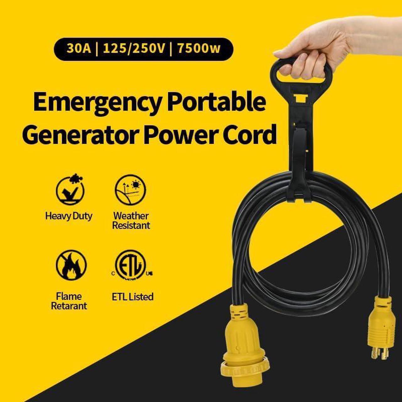 Alt view image 2 of 7 - 30 Amp 4 Prong 10FT Generator Extension Cord and Inlet Box with Locking Connector, Heavy Duty NEMA L14-30P/L14-30R, 125/250V 7500W 10 Gauge Generator to House Power Cord(10FT