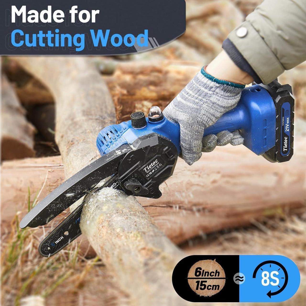 Alt view image 2 of 6 - 6 Inch Cordless [2024 Upgrade] Portable Electric Chain Saw, Small Handheld Battery Powered Super Saws for Tree Branches, Stocking Stuffers Gifts for Men Dad Fathers Husband Women