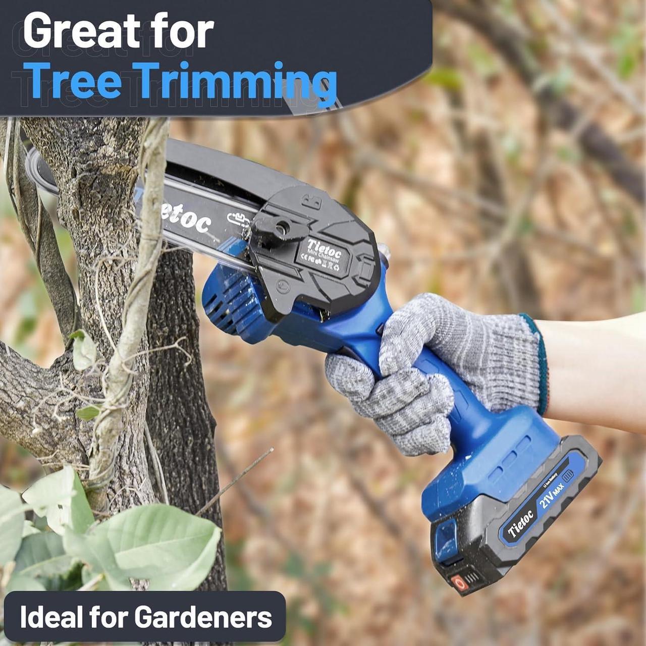 Alt view image 6 of 6 - 6 Inch Cordless [2024 Upgrade] Portable Electric Chain Saw, Small Handheld Battery Powered Super Saws for Tree Branches, Stocking Stuffers Gifts for Men Dad Fathers Husband Women