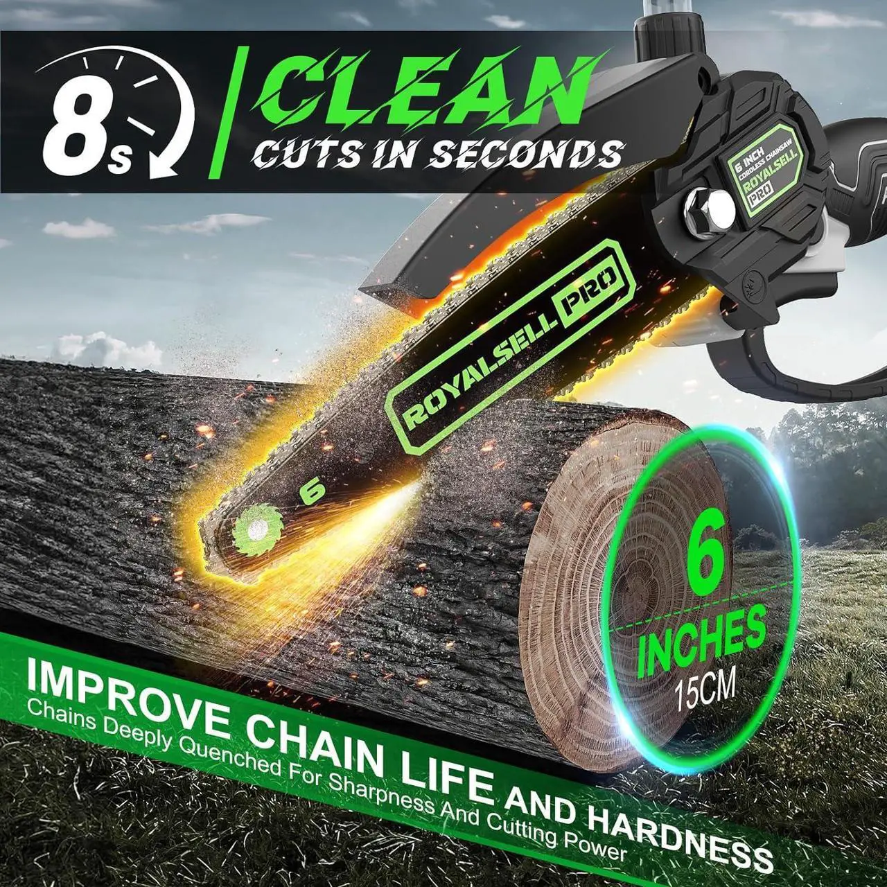 Alt view image 2 of 6 - Easy Handle and Powerful Mini Chainsaw Cordless with Automatic Oiler and Light, 2pcs 24V 3000mAh Battery Powered Chainsaw, Small Hand Electric Chainsaw for Tree Branches/Courtyard/Household/Garden