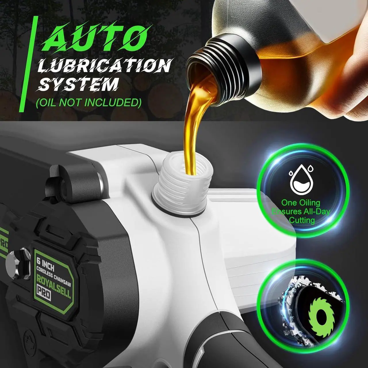 Alt view image 4 of 6 - Easy Handle and Powerful Mini Chainsaw Cordless with Automatic Oiler and Light, 2pcs 24V 3000mAh Battery Powered Chainsaw, Small Hand Electric Chainsaw for Tree Branches/Courtyard/Household/Garden