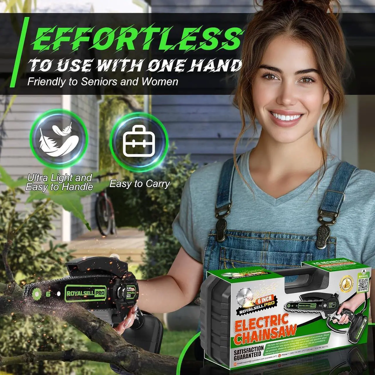 Alt view image 3 of 6 - Easy Handle and Powerful Mini Chainsaw Cordless with Automatic Oiler and Light, 2pcs 24V 3000mAh Battery Powered Chainsaw, Small Hand Electric Chainsaw for Tree Branches/Courtyard/Household/Garden