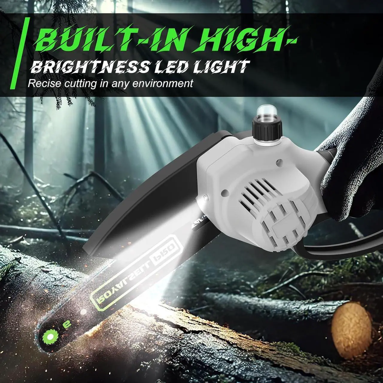 Alt view image 6 of 6 - Easy Handle and Powerful Mini Chainsaw Cordless with Automatic Oiler and Light, 2pcs 24V 3000mAh Battery Powered Chainsaw, Small Hand Electric Chainsaw for Tree Branches/Courtyard/Household/Garden