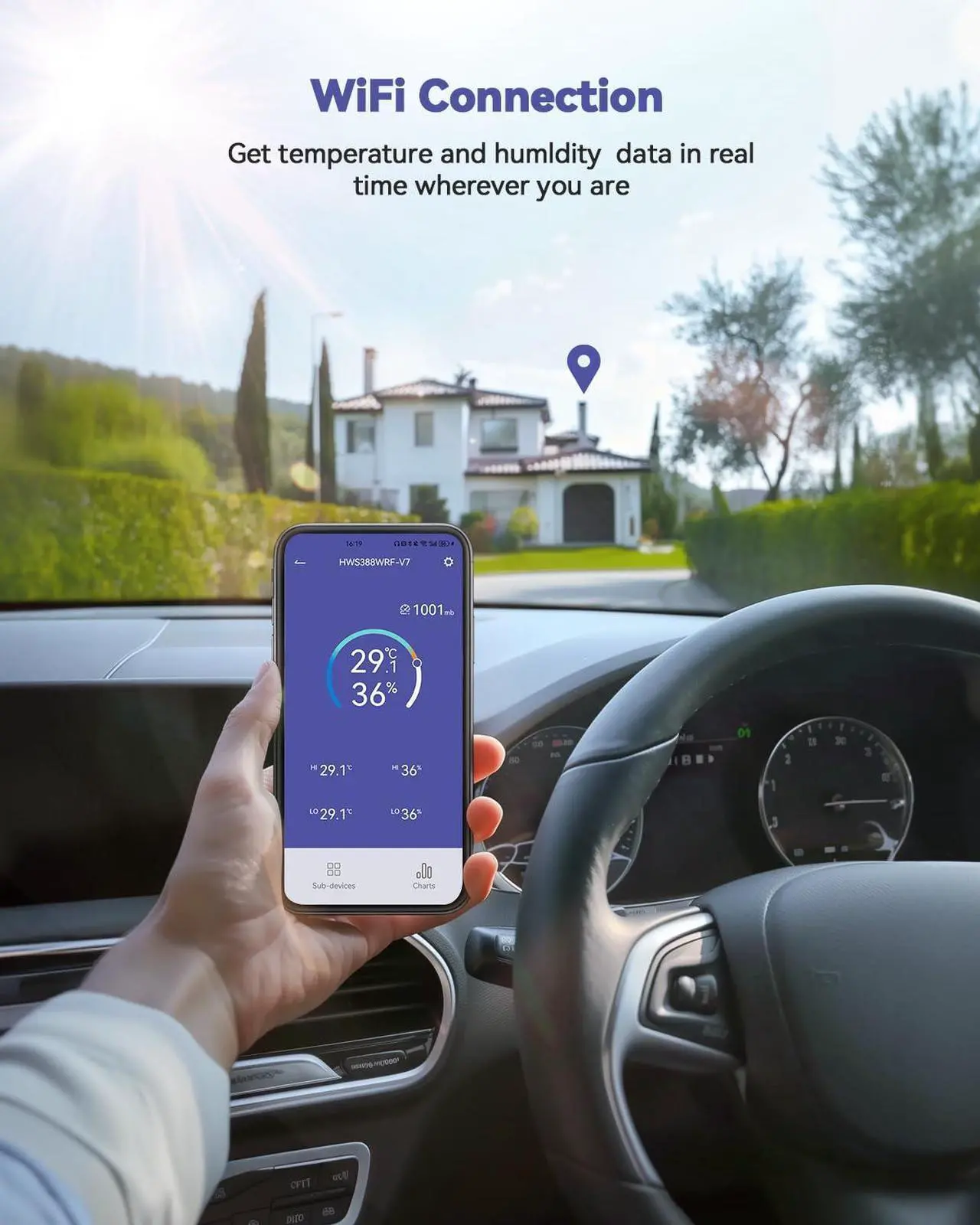 Alt view image 5 of 7 - WiFi Weather Station with 3 Wireless Sensors, APP Smart Control Thermometer with Real Time Internet Forecast and Large Color VA Display(White)