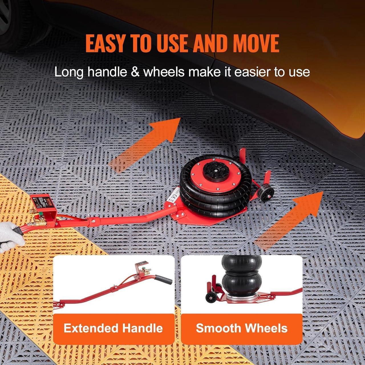 Alt view image 5 of 7 - Air Jack, 3 Ton/6600 lbs Triple Bag Air Jack, Airbag Jack with Six Steel Pipes, Lift up to 17.7 inch/450 mm, 3-5 s Fast Lifting Pneumatic Jack, with Long Handles for Cars, Garages, Repair, (Red)