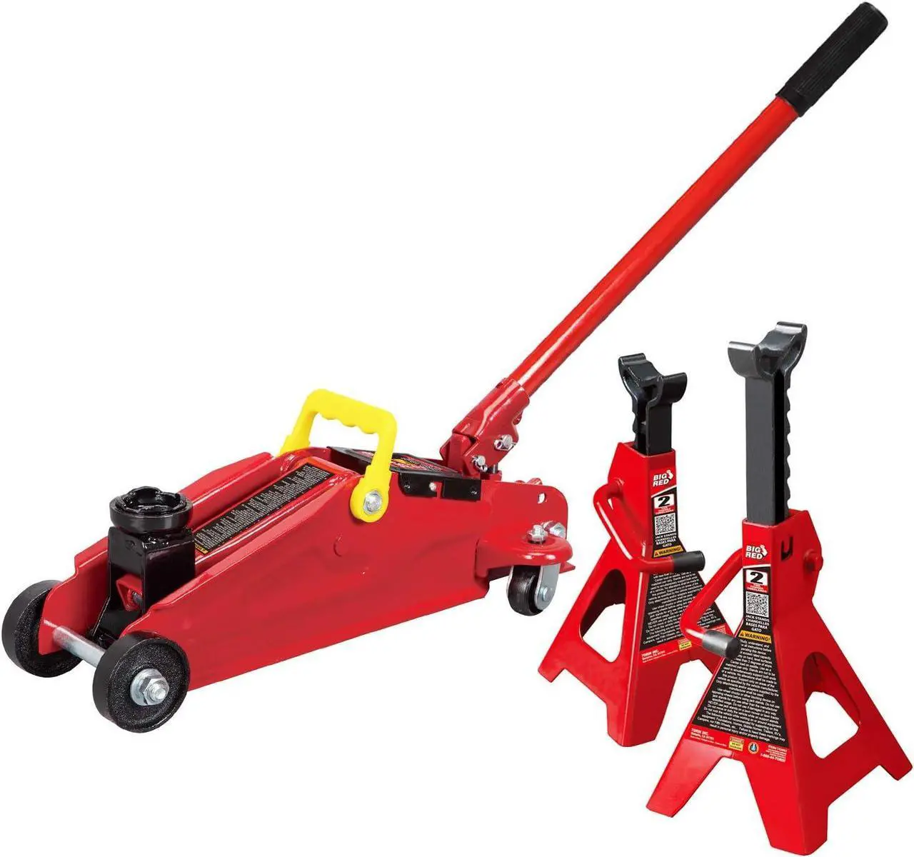 Alt view image 2 of 6 - Torin Hydraulic Trolley Floor Jack Combo with 2 Jack Stands, 2 Ton Capacity (T82001)