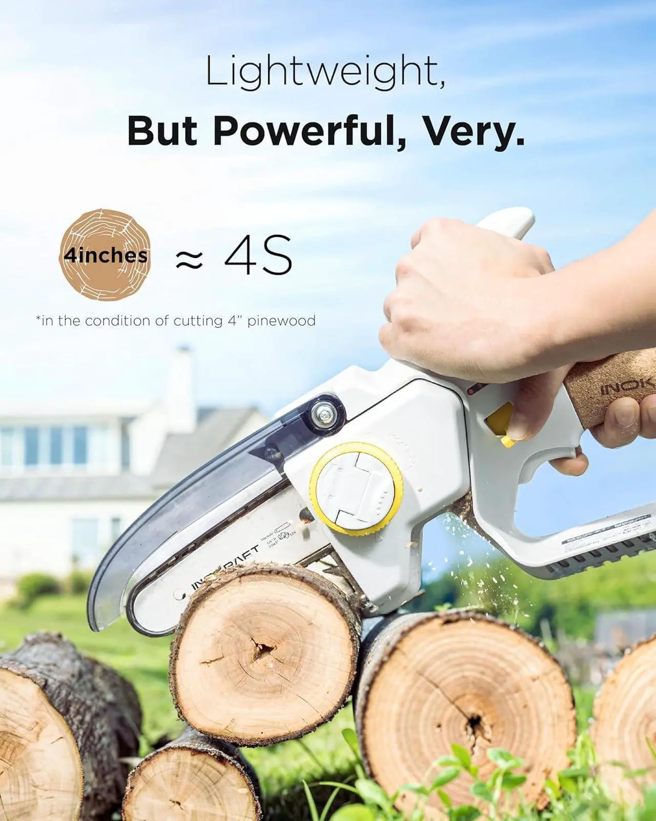 Alt view image 2 of 6 - BB-Shark 4" Cordless Mini Chainsaw, Brushless Electric Chainsaw with 2 Battery and Charger, Portable Handheld Chainsaw for Tree Trimmer, Courtyard and Garden, Best Gift For Family