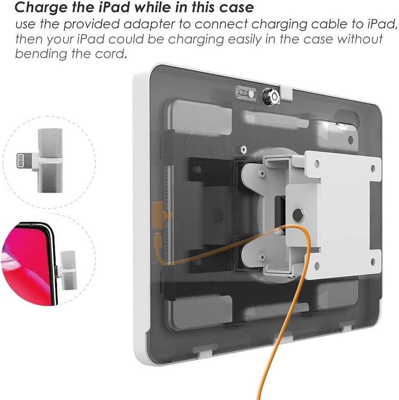 Alt view image 6 of 7 - Tablet Wall Mount Compatible with 10.2 inch iPad 7 8 9 Swivel Base, Key Lock, All Metal - BSW101T