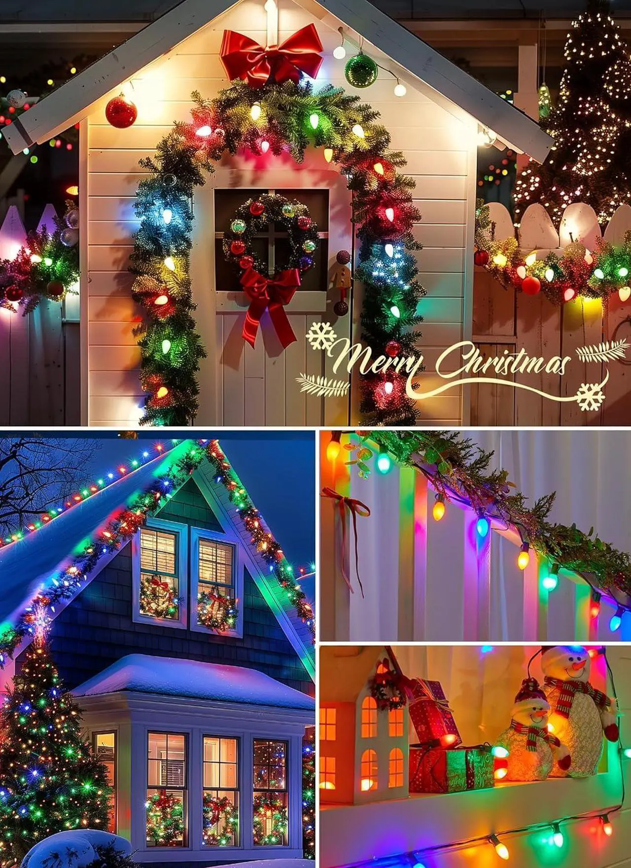 Alt view image 7 of 7 - C9 LED Christmas Lights Outdoor, 100 Feet C9 String Lights with 50 Shatterproof C9 Bulbs, Waterproof Connectable Christmas Tree Lights for Outside Roofline Patio Xmas Decorations, Multicolor