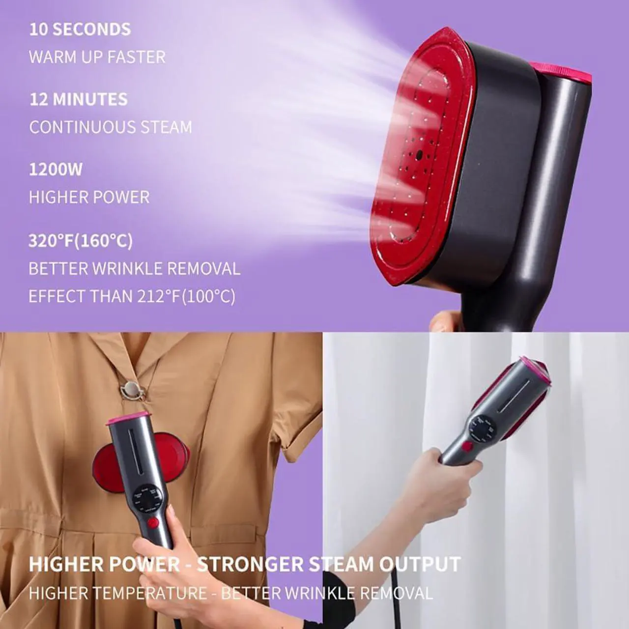Alt view image 3 of 7 - Travel Steamer For Clothes Portable Mini Steamer Handheld For Wrinkle Removal-Fast Heat-Up, Travel Size, Fabric Steamer For All Clothes, Compact And Hand Held Steamer With Foldable Design
