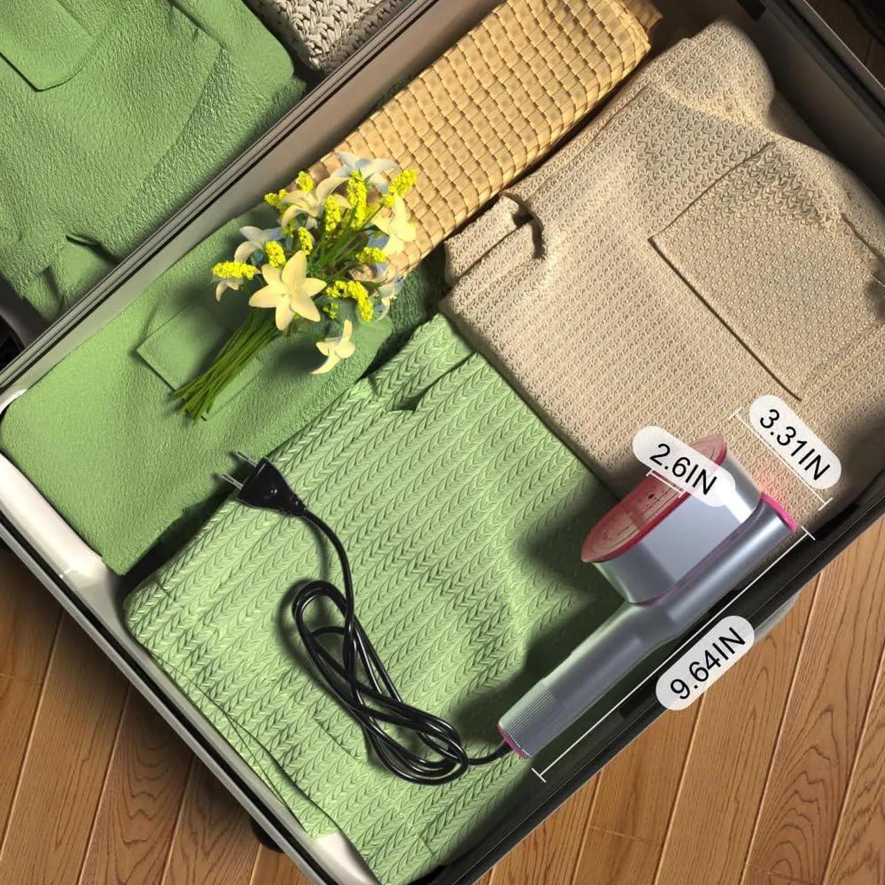 Alt view image 6 of 7 - Travel Steamer For Clothes Portable Mini Steamer Handheld For Wrinkle Removal-Fast Heat-Up, Travel Size, Fabric Steamer For All Clothes, Compact And Hand Held Steamer With Foldable Design
