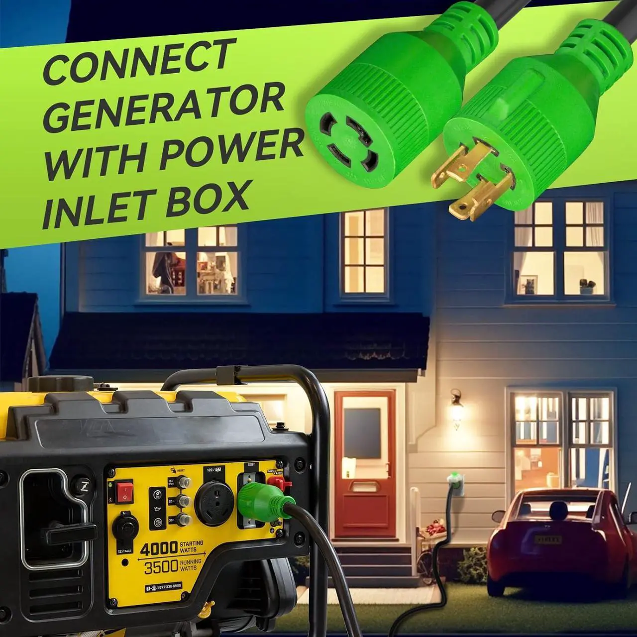 Alt view image 2 of 6 - 30 Amp Generator Cord 4 Prong 35 Feet, NEMA L14-30P/L14-30R, 125/250V Up to 7500W 10 Gauge SJTW Generator Extension Cord, ETL Listed