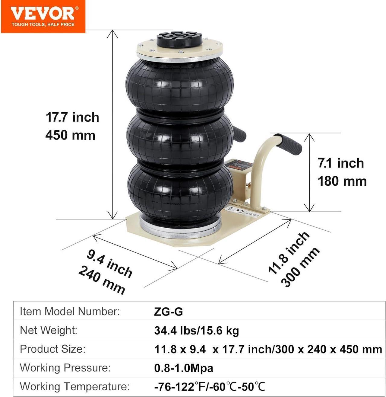 Alt view image 7 of 7 - Air Jack, 3 Ton/6600 lbs Triple Bag Air Jack, Airbag Jack with Six Steel Pipes, Lift up to 17.7 inch/450 mm, 3-5 s Fast Lifting Pneumatic Jack, with Short Handles for Car Repair