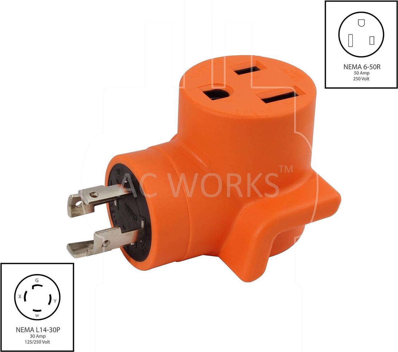 Alt view image 2 of 7 - [WDL14301050] 30Amp 4-Prong L14-30P Generator Locking Plug to 10-50R 50Amp 125/250Volt Welder adapter